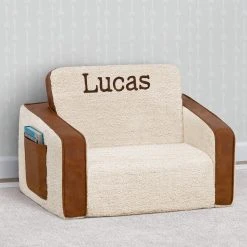 Delta Children Personalized Cozee Flip-Out Sherpa And Faux Leather 2-in-1 Convertible Chair To Lounger For Kids Personalization 13 Delta Children Personalized Cozee Flip-Out Sherpa And Faux Leather 2-in-1 Convertible Chair To Lounger For Kids Personalization
