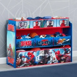 Delta Children Storage Spider-Man Deluxe 9 Bin Design And Store Toy Organizer