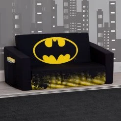 Delta Children Batman Cozee Flip-Out Sofa - 2-in-1 Convertible Sofa To Lounger For Kids Kids’ Chairs