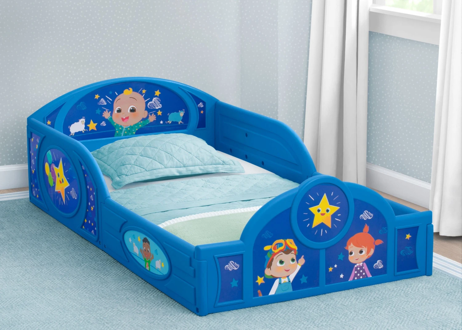 Delta Children CoComelon Sleep And Play Toddler Bed With Built-In Guardrails 3 Delta Children CoComelon Sleep And Play Toddler Bed With Built-In Guardrails