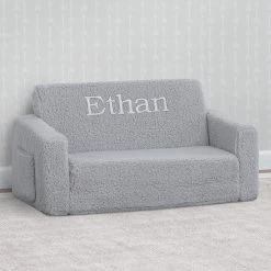 Delta Children Personalization Personalized Cozee Flip-Out Sherpa 2-in-1 Convertible Sofa To Lounger For Kids