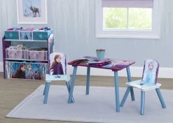 Delta Children Disney Frozen II 4-Piece Playroom Solution – Set Includes Table And 2 Chairs And 6-Bin Toy Organizer Table & Chair Sets