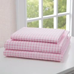 Delta Children Pink Gingham 3-Piece Twin Sheet Set