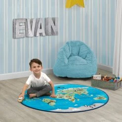 Delta Children World Map Round Area Rug For Kids, 39-Inch Rugs