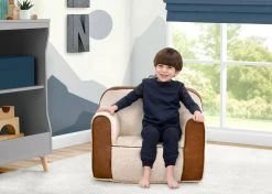 Delta Children Cozee Sherpa And Faux Leather Chair For Kids Kids’ Chairs