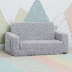 Delta Children Cozee Flip-Out Sherpa 2-in-1 Convertible Sofa To Lounger For Kids Kids’ Chairs