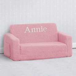 Delta Children Personalization Personalized Cozee Flip-Out Sherpa 2-in-1 Convertible Sofa To Lounger For Kids