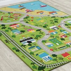 Delta Children Rugs Extra Large Road Map Activity Rug For Girls And Boys - 78-inch L X 54-inch W