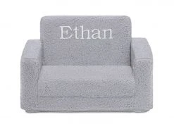 Delta Children Personalized Cozee Flip-Out Sherpa 2-in-1 Convertible Chair To Lounger For Kids